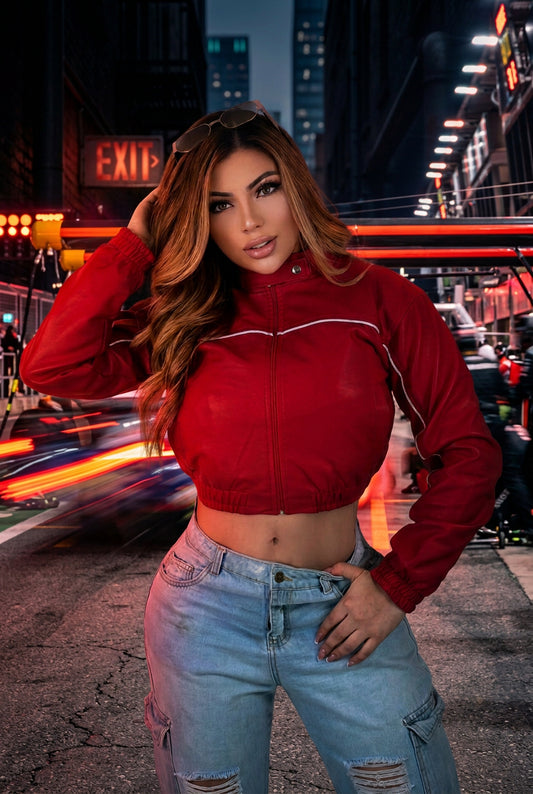 Chaqueta Monza Crop Street Racing en Cuerotex